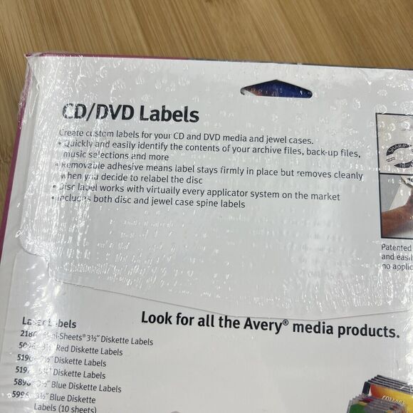Avery 5931 Removable White CD DVD Labels 25 Sheets 50 Disc Labels 100 Spine - Picture 6 of 6